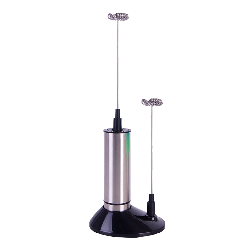 Double Spring Whisk Electric Handheld Milk Frother Coffee Maker Tool &amp; Stand