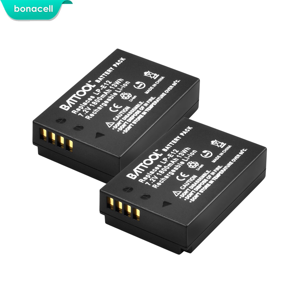 Bonacell-batería para cámara Canon EOS M10 Kiss X7 Rebel SL1 EOS 100D, 1800mAh, LP-E12 LPE12 LP E12, DSLR, L50: 2 Pack Battery
