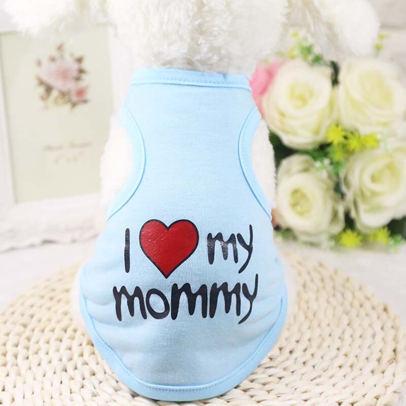 Îmi iubesc mama tata cămașă pentru câine haine pentru câini pentru câini mici tricou chihuahua drăguț vestă pentru cățeluș yorkshire terrier haine pentru animale de companie: Albastru / Xl