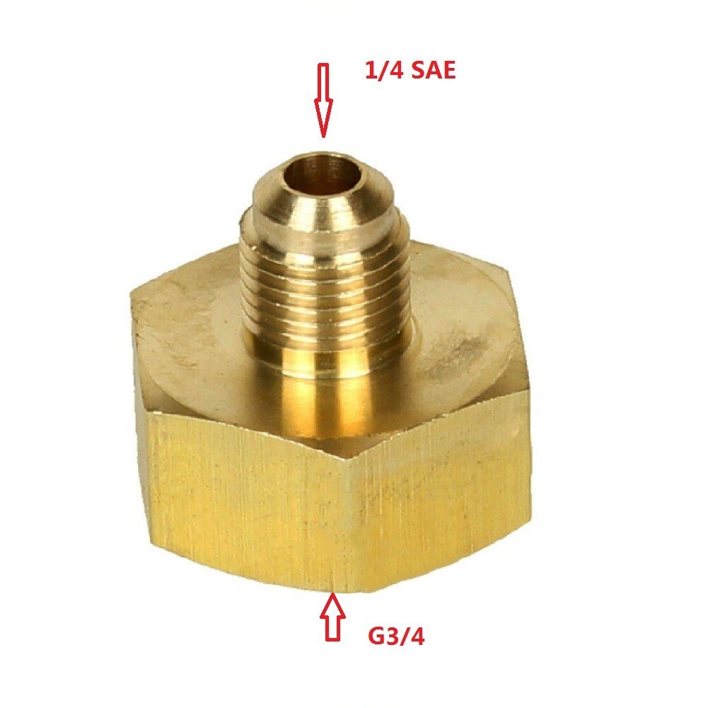1/4" Male To 3/4" Female SAE Auto Car Air Conditioner Adapter Refrigerant Bottle Adapter For R134A 1/4SAE G3/4 HVAC Systems Part