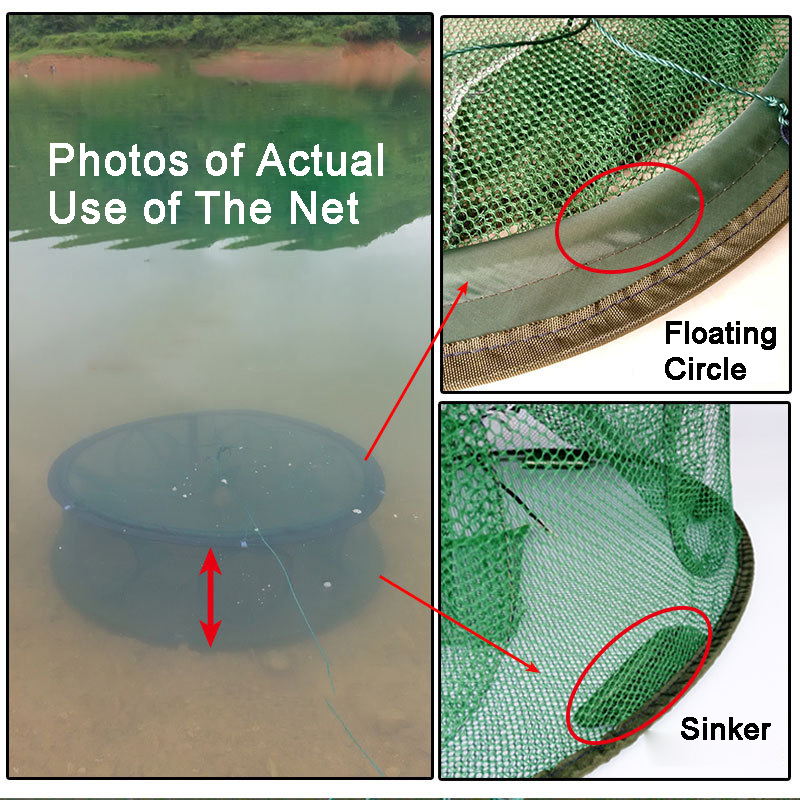 Automatic Fishing Net Trap Cage Foldable Round Shape Fishing Network Shrimp Cast For Crabs Crayfish catcher Dip Fishing Cage