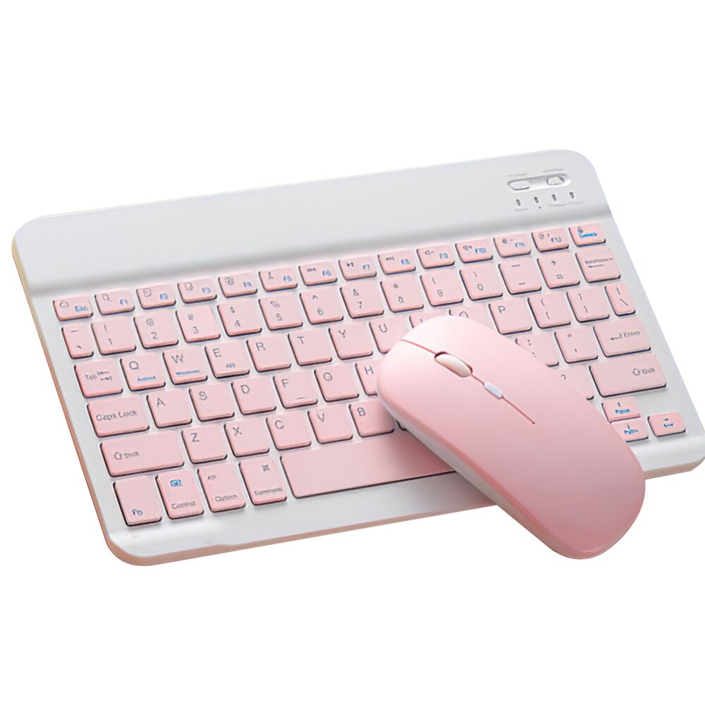 Mini-funktastatur + funkmaus-set für smartphones, tablets, ipads, bluetooth-tastatur und -maus für samsung, xiaomi und android-geräte: Rosa