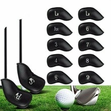 12Pcs Litchi Stria Pu Leather Head Cover Voor Golf Iron Club Putter Headcover Set 3-sw Universele Iron Club Headcovers