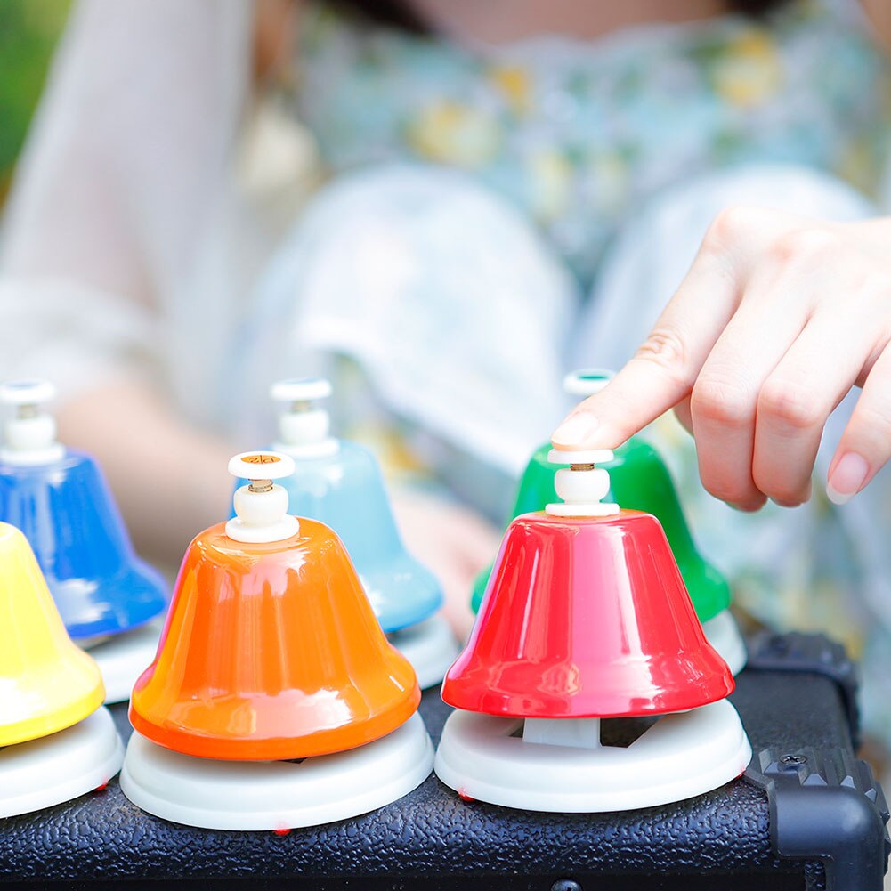 8 noter farverig håndklokke musikinstrument sæt barn tidlige uddannelsesmæssige musikalske legetøj
