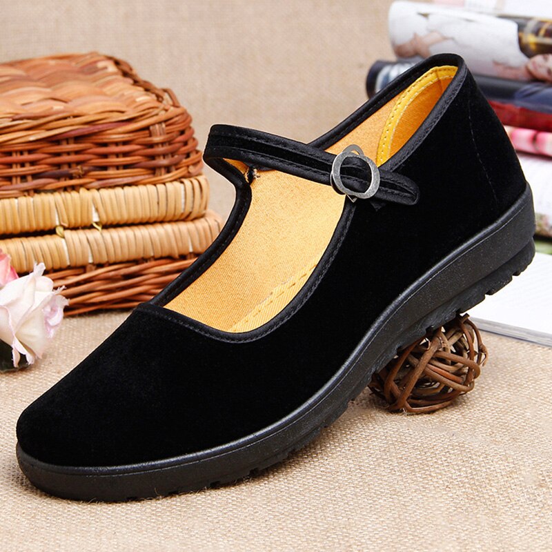 Traditionele Chinese Oude Beijing Schoenen Stof Vrouwen Flats Massage Hotel Werk Casual Canvas Schoenen Oude Drama Rekwisieten Optredens