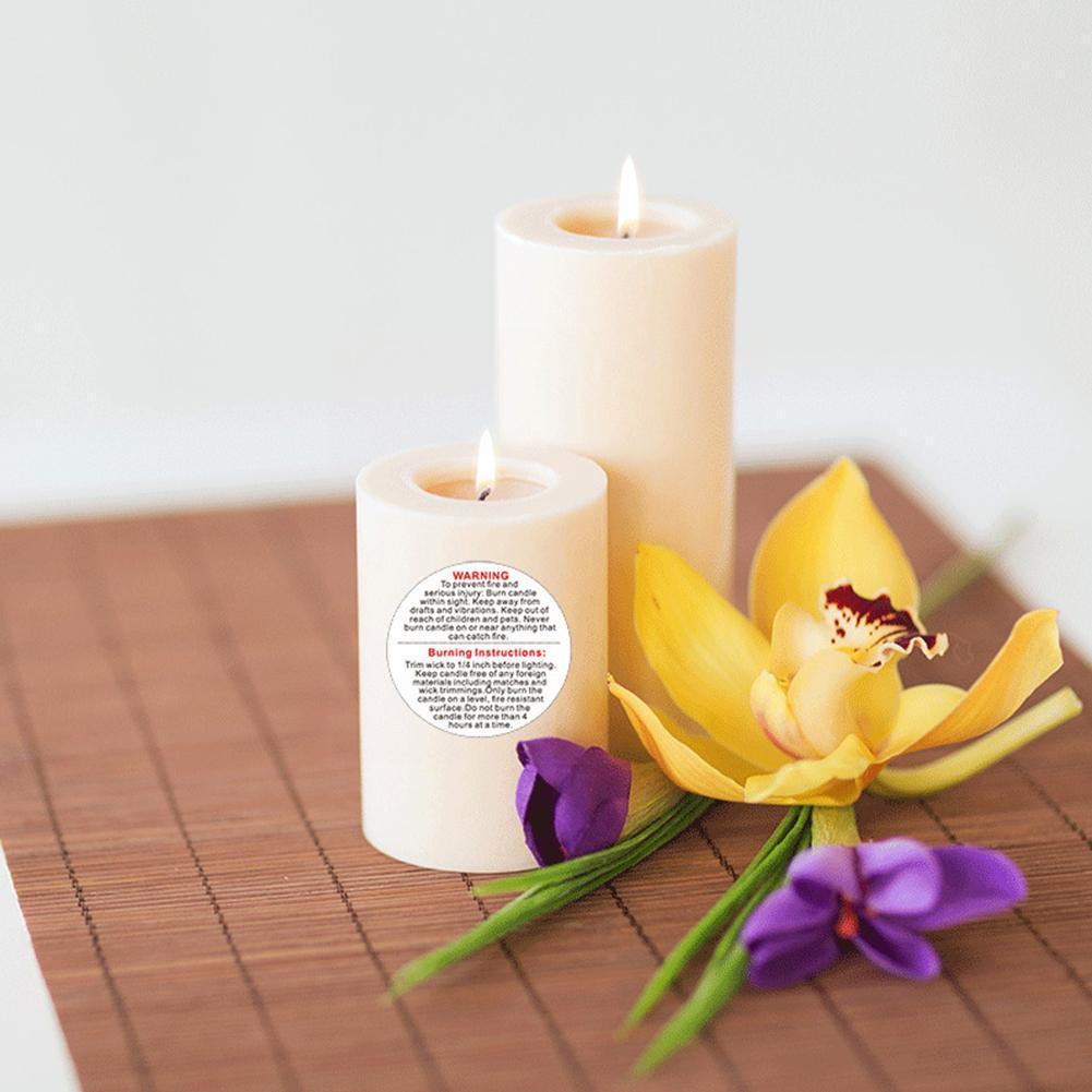 1roll Candle Warning Label Round Waterproof Candle Warning Safety Container Wax Sticker Melting Jar English Label Paper Sti Z6H4