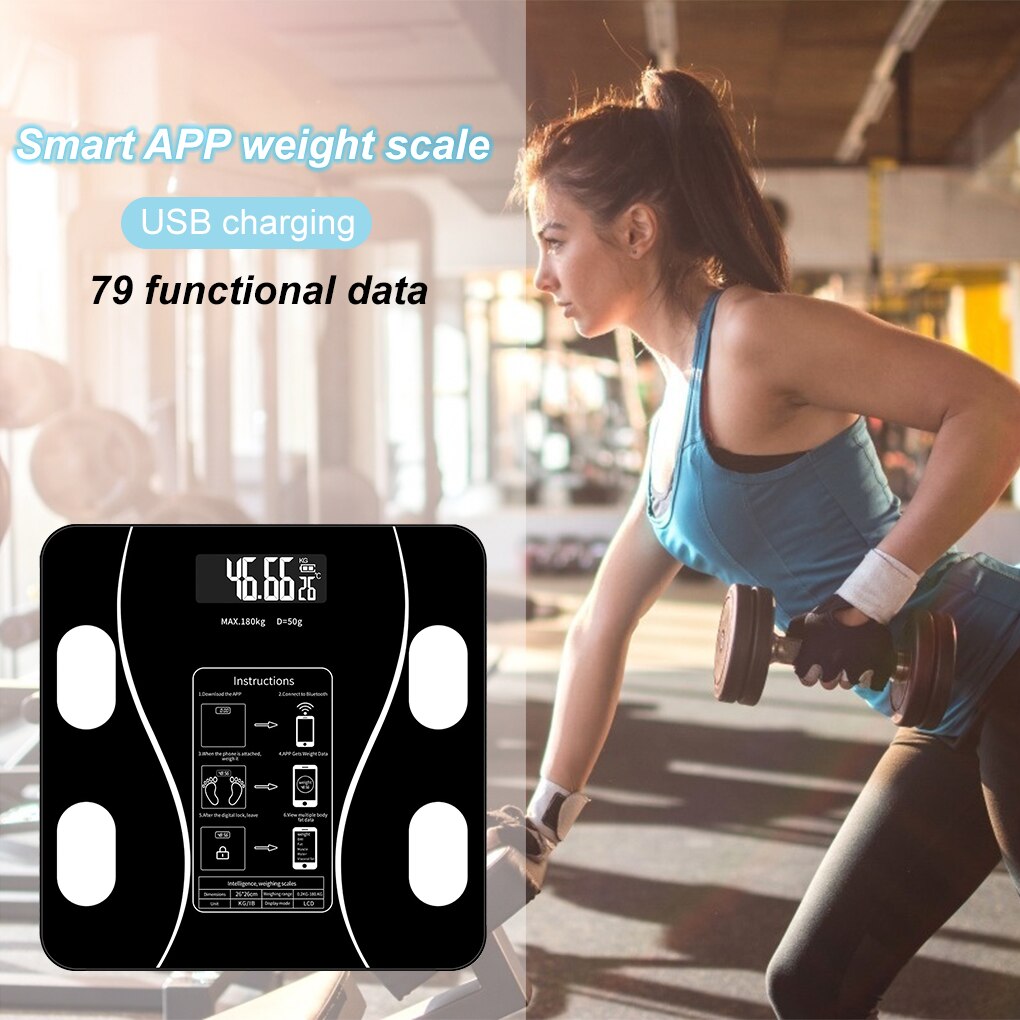 Bluetooth Bathroom Smart Scales Body Fat Balance Digital Weight Weighing Scale Wireless APP Floor Balance Charging And Battery
