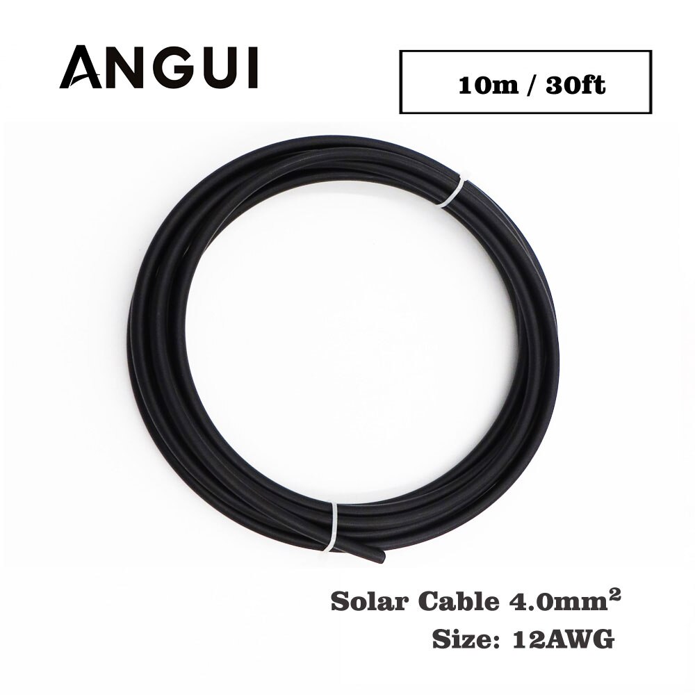30ft/10m x 4mm2 12AWG Color negro cable positivo PVC aislado fotovoltaico eléctrico PV conector cables conexión para panel solar