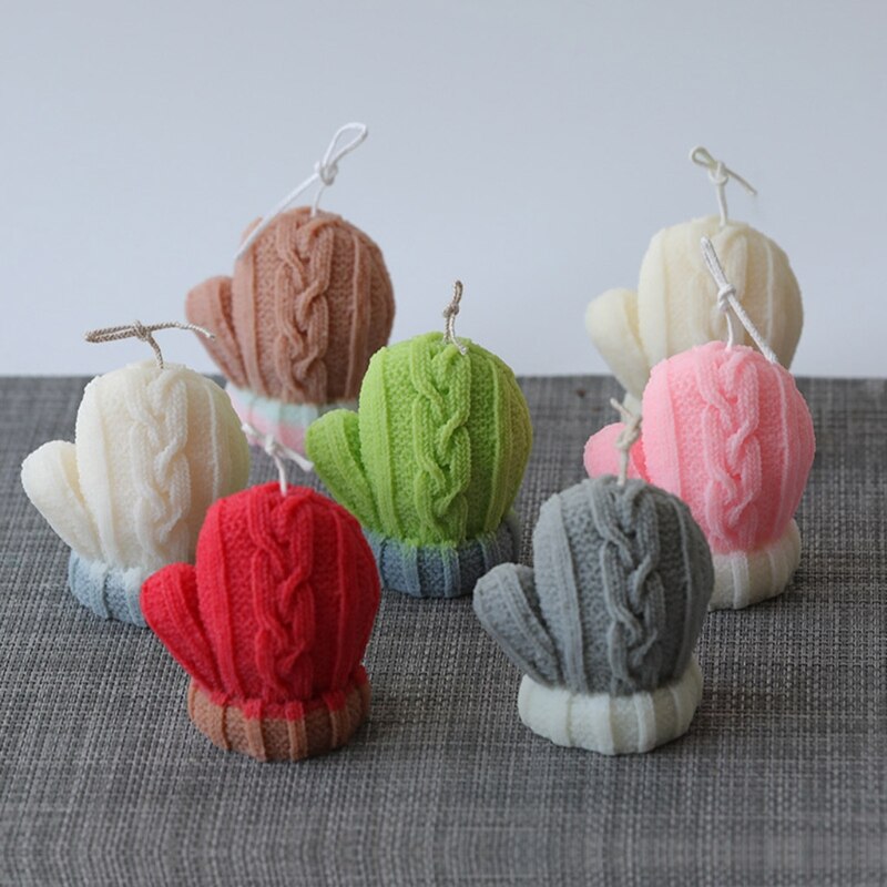 3D Christmas Woolen Knitted Gloves Soap Wax Crayon Mold Fondant Chocolate Biscuit Silicone Mould Cake Decorating Tool