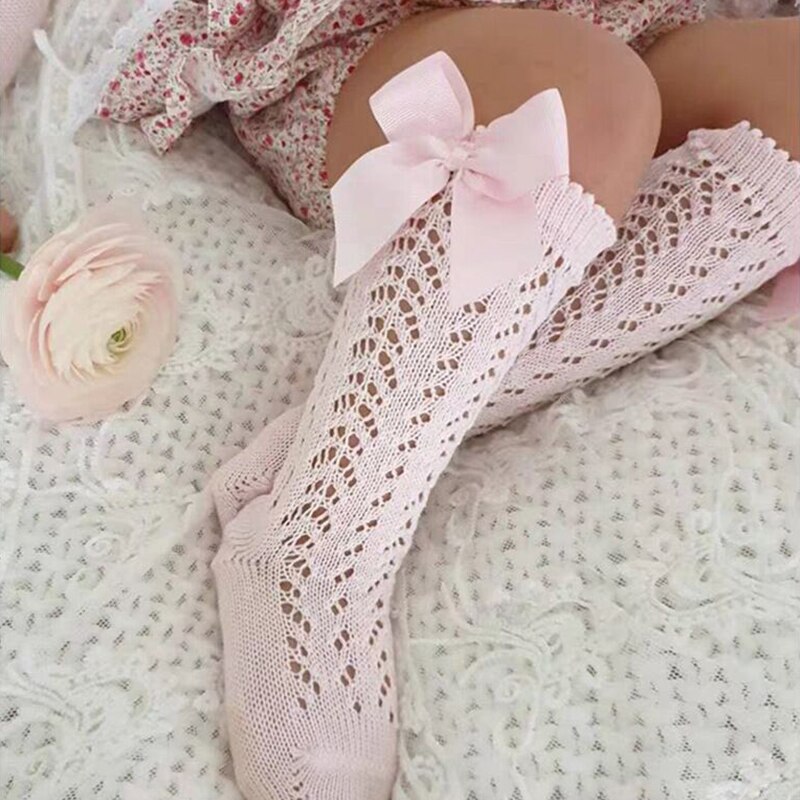 freundlicher Socke BöGen königlich Stil Mädchen Knie Hohe Socken Baby Kleinkind Bowknot in Rohr Socken freundlicher Aushöhlen Socke Süssigkeit Farben