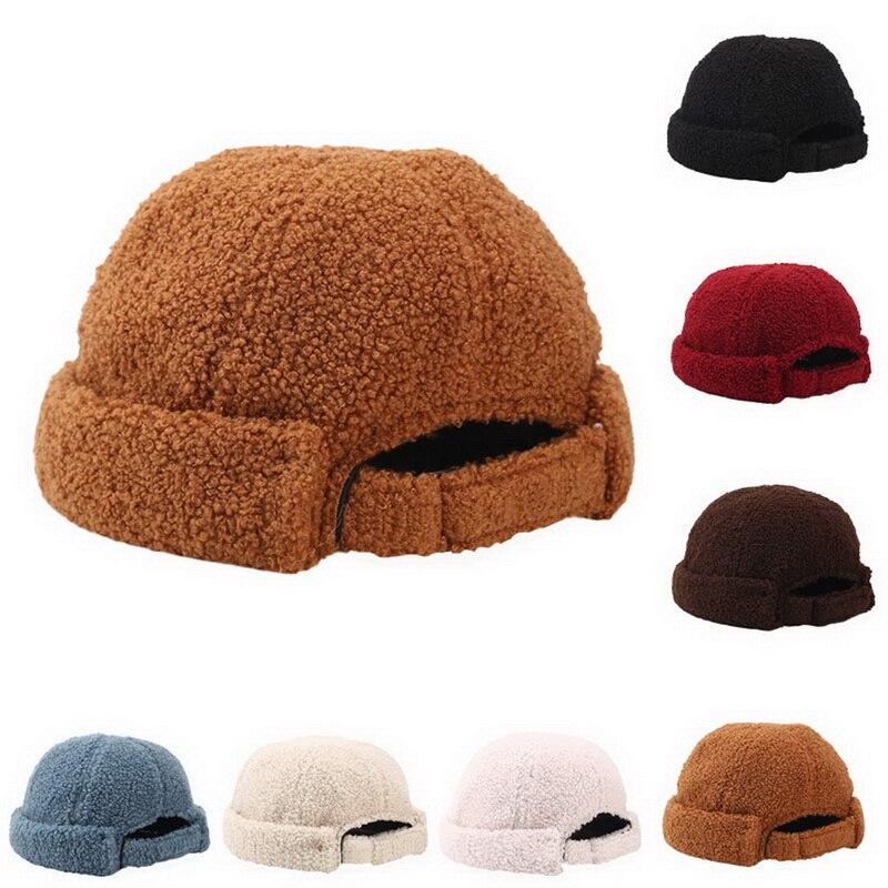 Vinter varm hipbeanies kvinder mand hat vasket retro kraniet cap justerbar brimless hat åndbar beanie hatcap