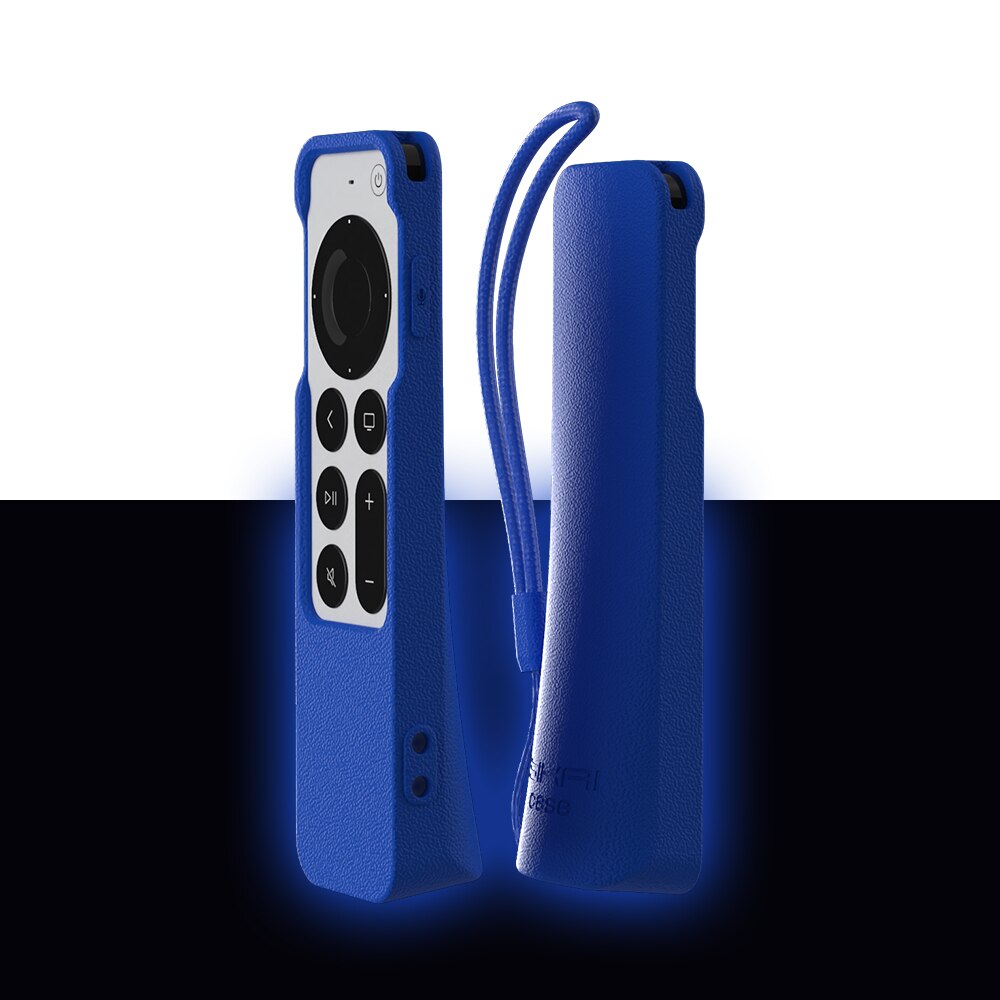 Sikai Siliconen Beschermende Afstandsbediening Covers Voor Apple Tv 4K Voor Apple Tv Siri Remote 2nd Generatie Voor airtag Case: Light in Drak Blue