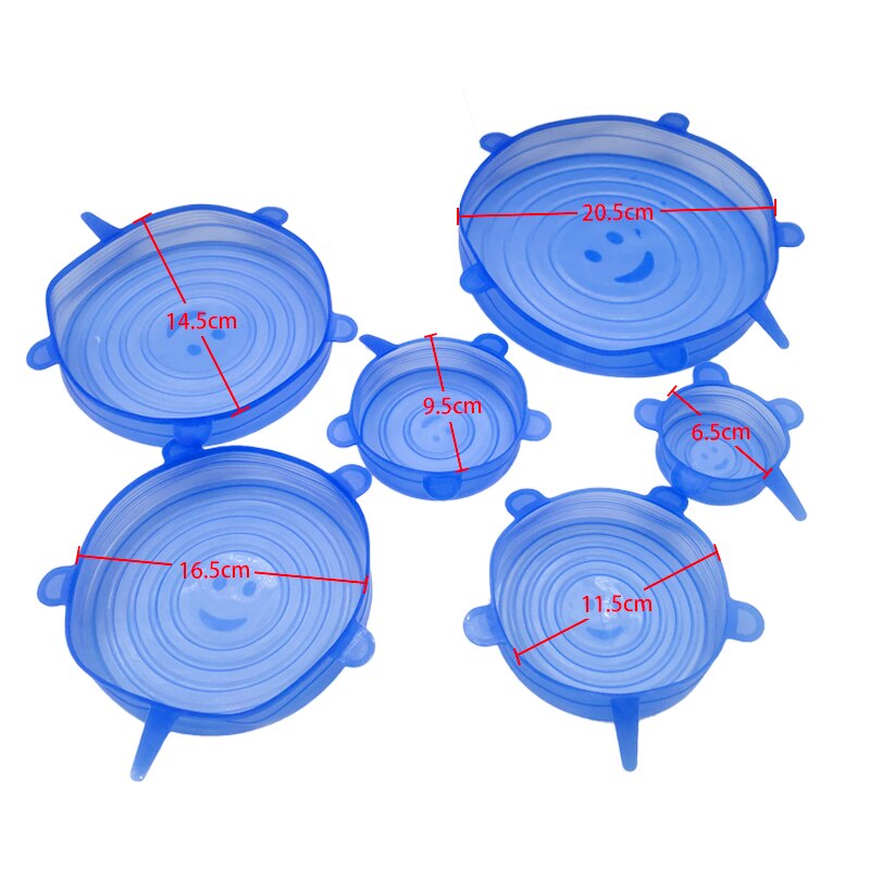 6PCS Silicone Stretch Lids Universal Silicone Food Wrap Bowl Pot Lid Silicone Cover Pan Cooking Kitchen Accessories