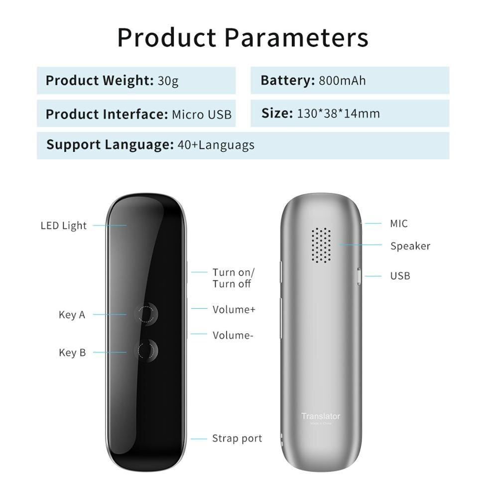G5 Draagbare Mini Draadloze Smart Vertaler 70 Multi-Talen Twee-weg Real Time Vertaler Voor Leren Reizen Business vergadering