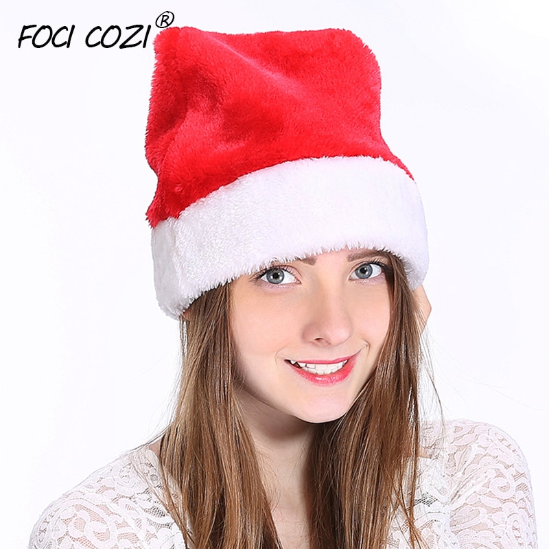 Unisex-Adult's Santa Hat Velvet Christmas Hat Plush and Comfort Liner Red Christmas Santa Claus Cap Xmas Hat Soft Thickening