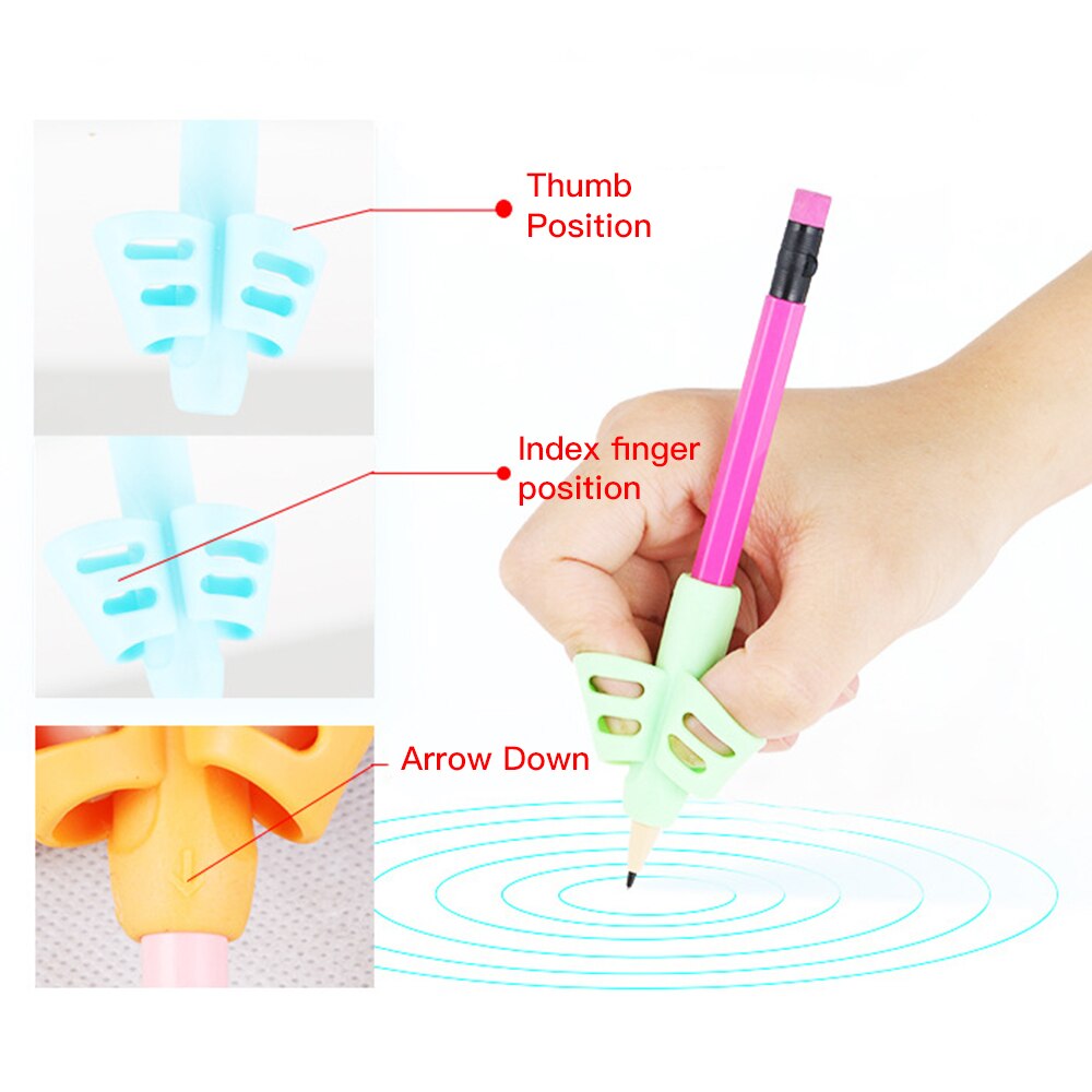 3pcs Two-Finger Silicone Pencil Grips Pen Holder Ergonomic Writing Aid Posture Correction Tool for Kids Preschoolers