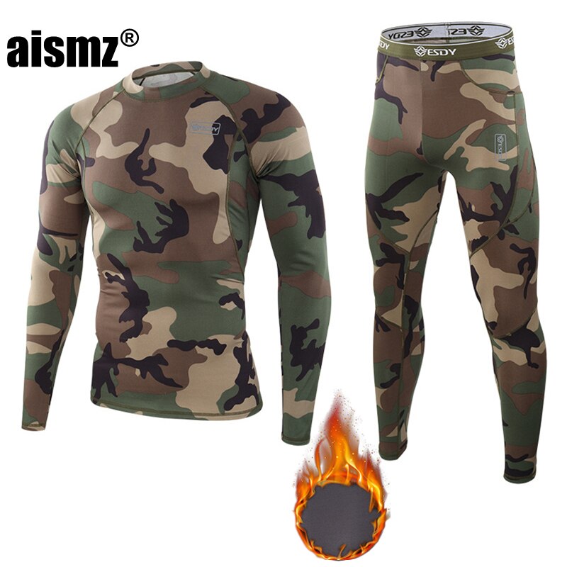 Aismz-Conjunto de ropa interior térmica para hombre, ropa interior elástica antimicrobiana de secado rápido, forro polar de compresión para el sudor, Calzoncillos largos cálidos para Fitness