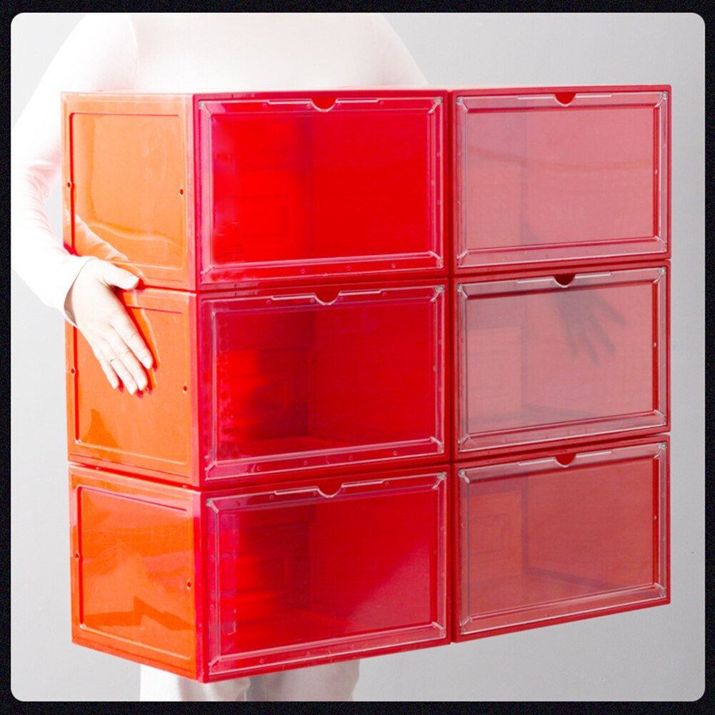 Clear Luminous Shoe Box with LED Light Sound Control Shoe Storage Boxes Large Capacity Boots Sneakers Organizer