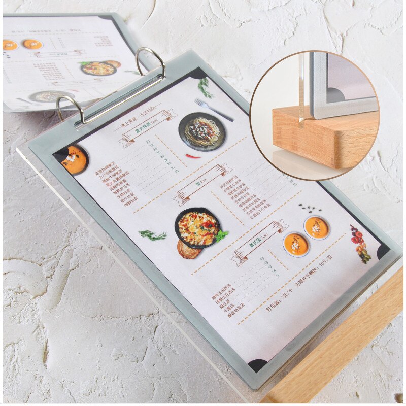 Restaurang hotell bänkskiva display bord akryl meny skylt hållare broschyr hållare papper display stativ affisch ram