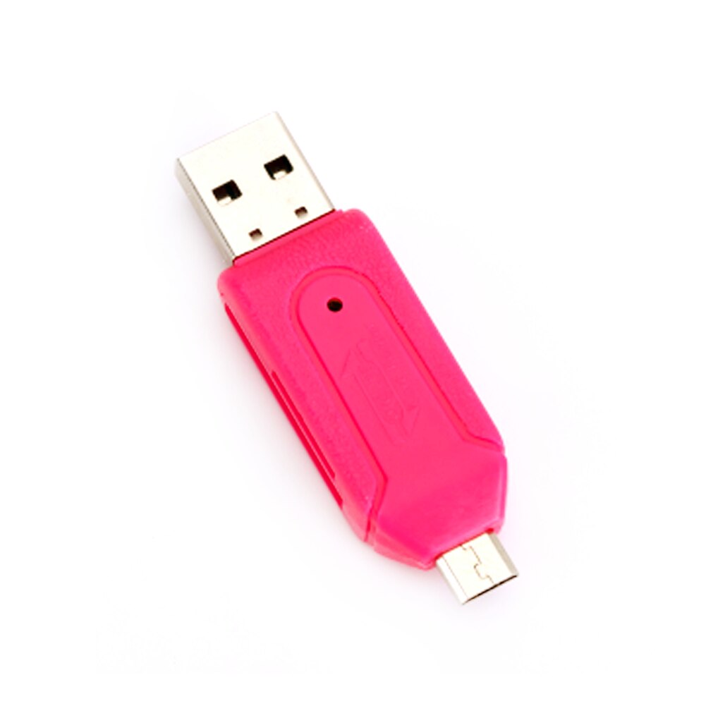 Portable USB 2.0 + Micro USB OTG SD TF Memory Card Reader Adapter For Cell Phone Computer Tablet PC 5 Colors: Rosy