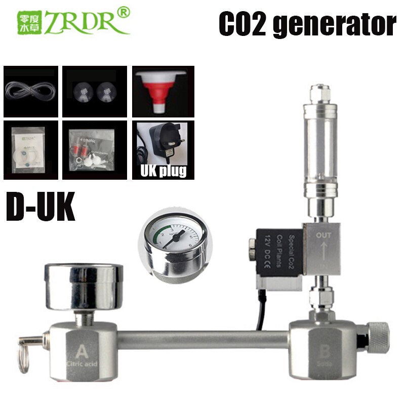 Fish tank DIY CO2 generator, carbon dioxide adjustment system kit, bubble counting CO2 diffuser with solenoid valve for aquatic: D-UK