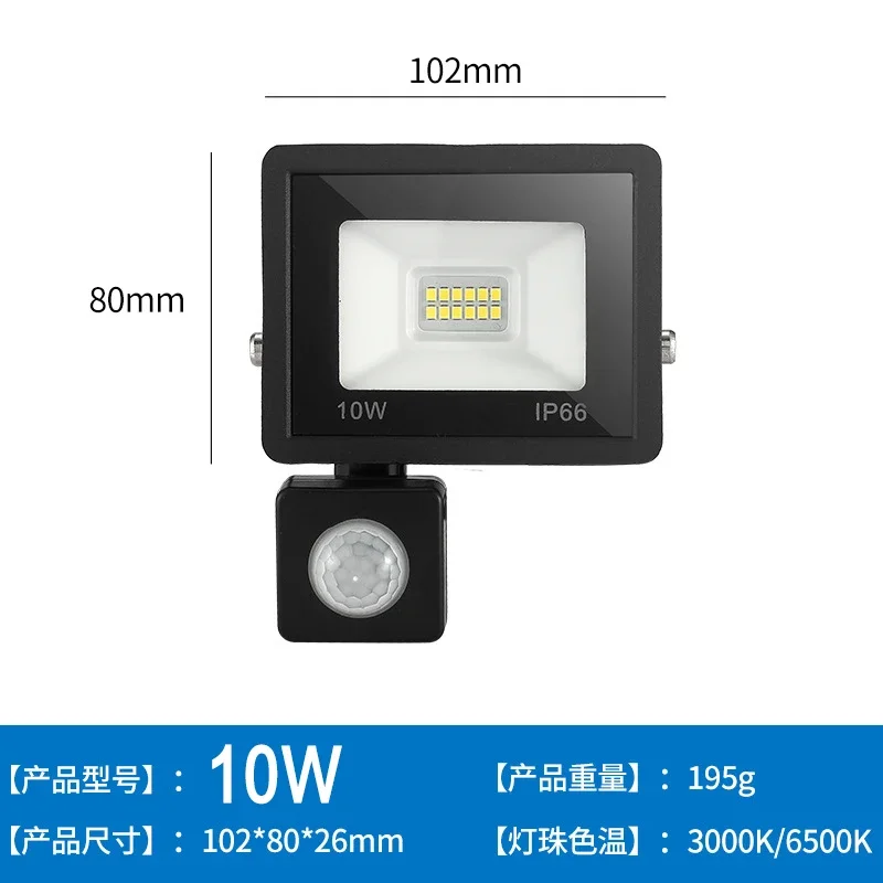 Reflectores LED 100W 50W 30W 20W 10W PIR Sensor de movimiento IP66 LED impermeable 220V colgante Exterior lámpara de pared al aire libre foco: RGB / 4.200 K