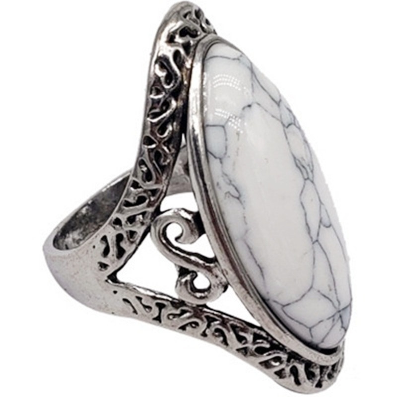 Ofertas Vintage Bohemian Style 6 Colors Oval Stone Finger Rings Jewelry for Women Engagement Wedding Bridal Size 6 -11