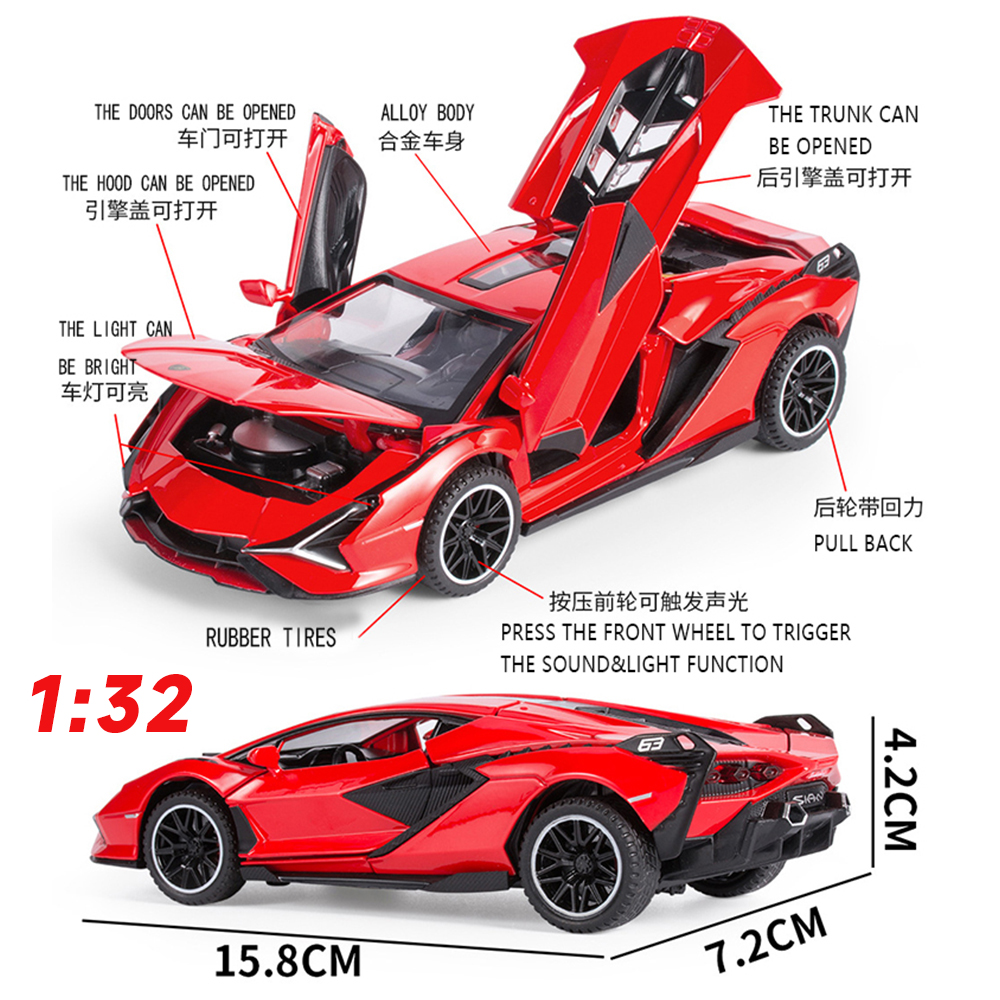 Miniatura Diecast 1:24 modello di auto in lega siano FKP37 Supercar collezione di veicoli in metallo per regalo per bambini giocattolo di compleanno bambini ragazzi