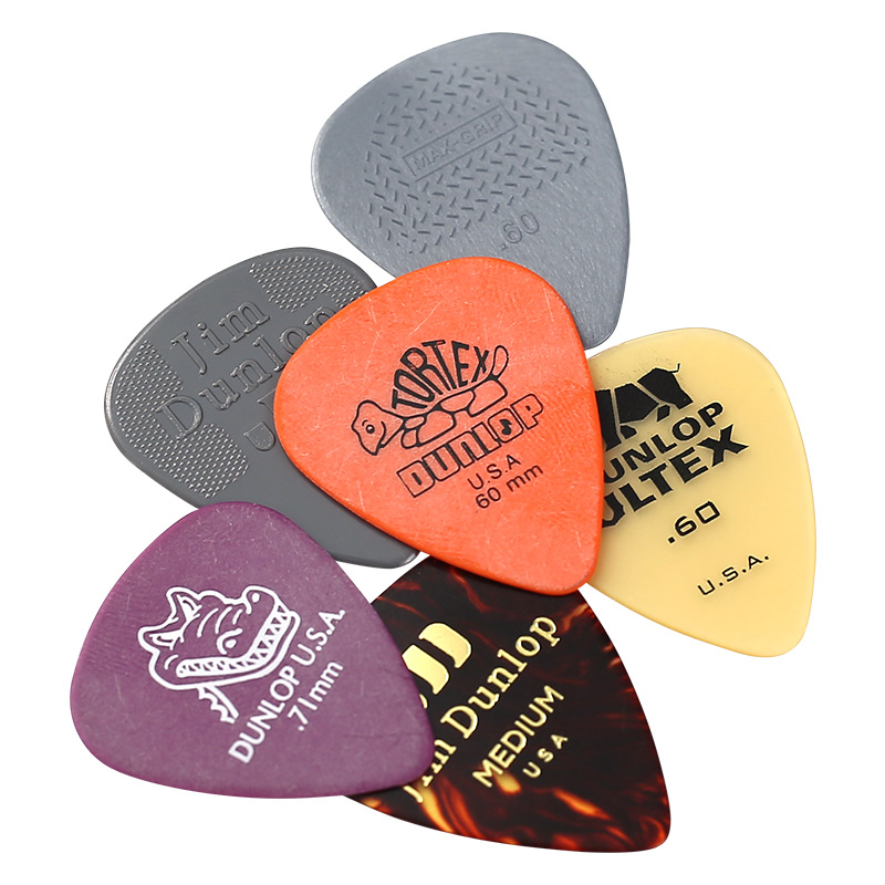 12 stk/sæt originale dunlop akustiske guitar picks plectrum nylon celluloid elektrisk glat guitar pick tilbehør