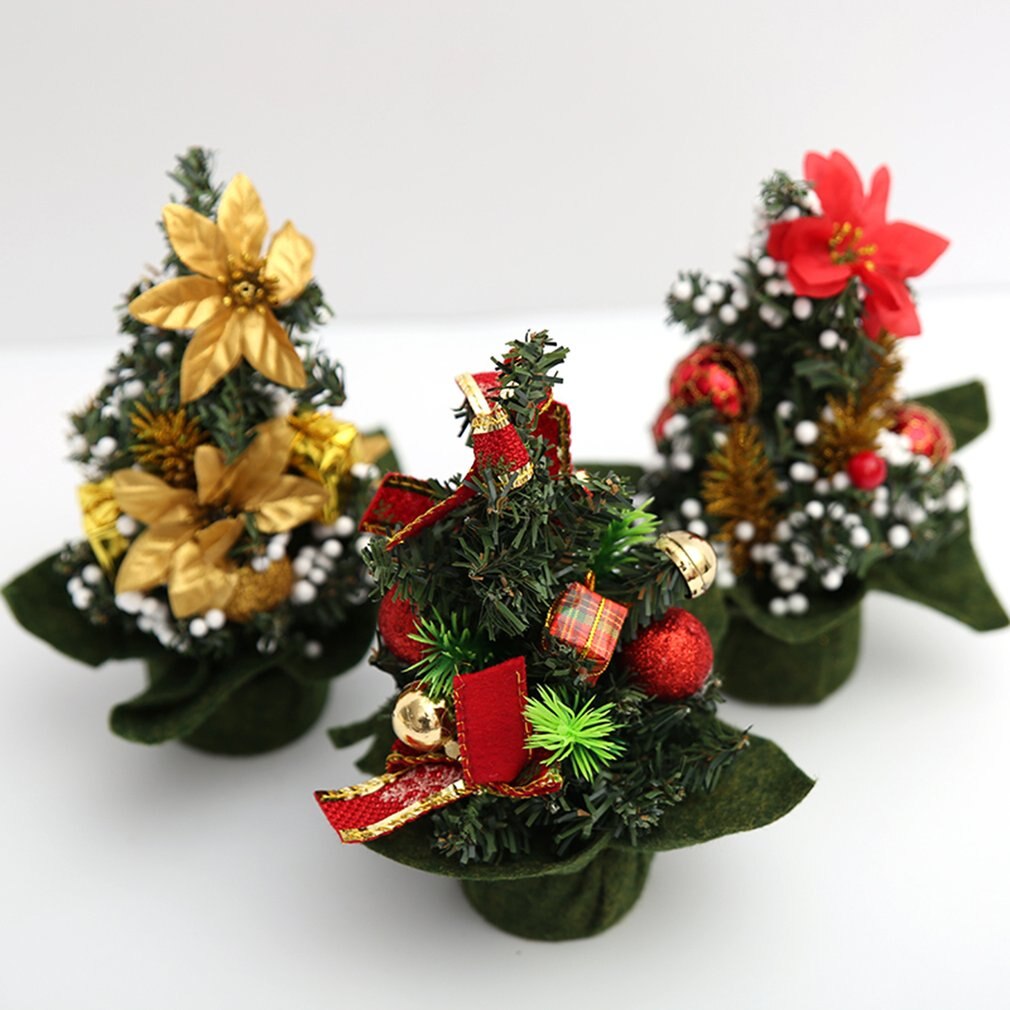 Mini Artificial Christmas Tree Indoors Decorations Small Pine Tree Year Festival Party Ormament Decorations