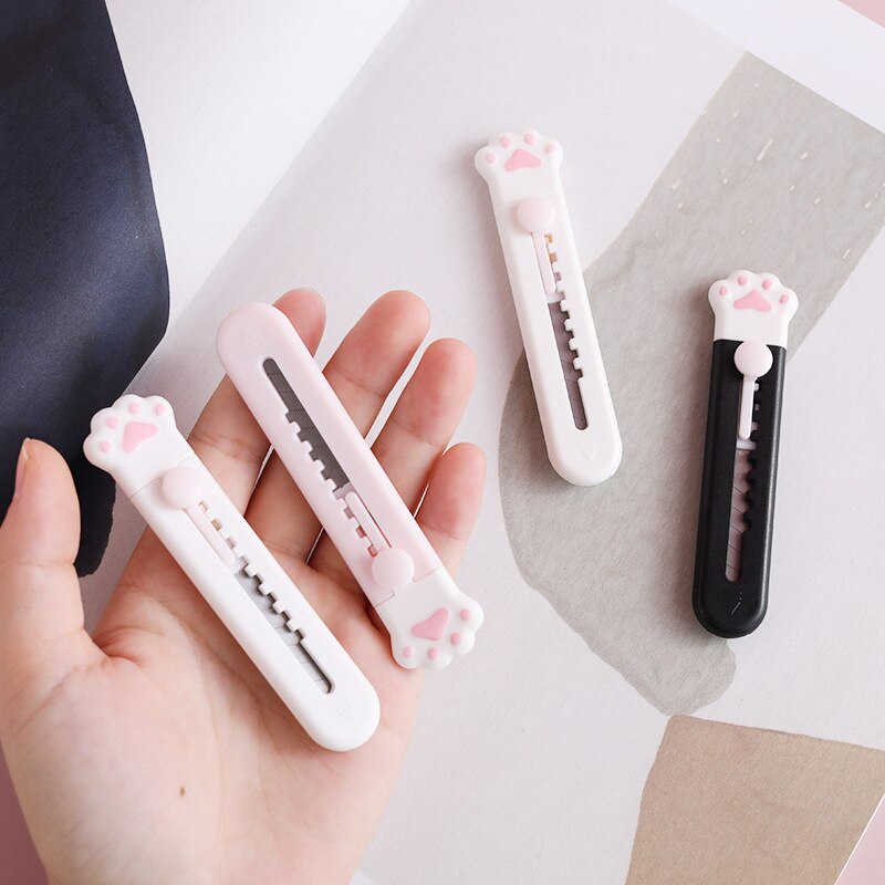 Cuchillo multiusos portátil con forma de pata de gato, cuchilla de afeitar para cortar papel, papelería de oficina, Escolar, 1 ud.