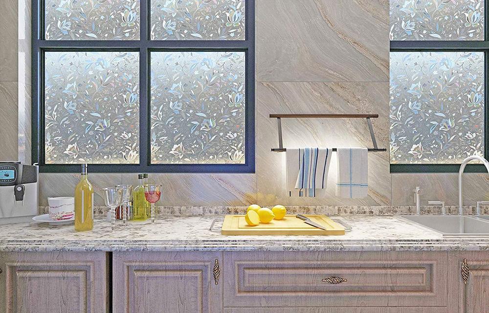 3D Flower Pattern Frosted Window Glass Film Self-adhesive Protective Film For Home Decoration