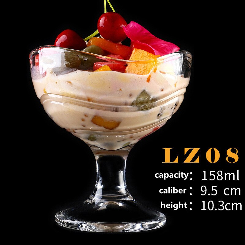 Glass Ice Cream Cup, Dessert Milkshake Cup, Ice Cream Cup, Multiple Styles, High Temperature Resistance, Good ,: LZ08