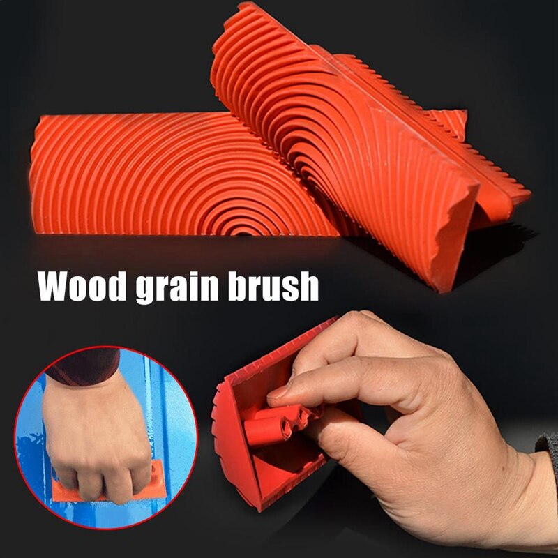 Imitation bois caoutchouc Grain motif peinture rouleau brosse peinture murale ensembles silice Art bricolage Texture grattage outil poignée accessoire