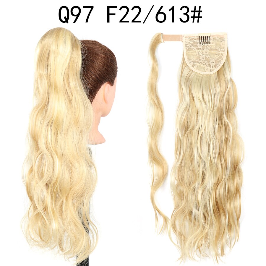 Hairpiece włosy w koński ogon rozszerzenie fałszywy ogon napowietrzny Natual faliste warkocze sznurek koński ogon z klipsami w syntetycznym: Q97-F22-613