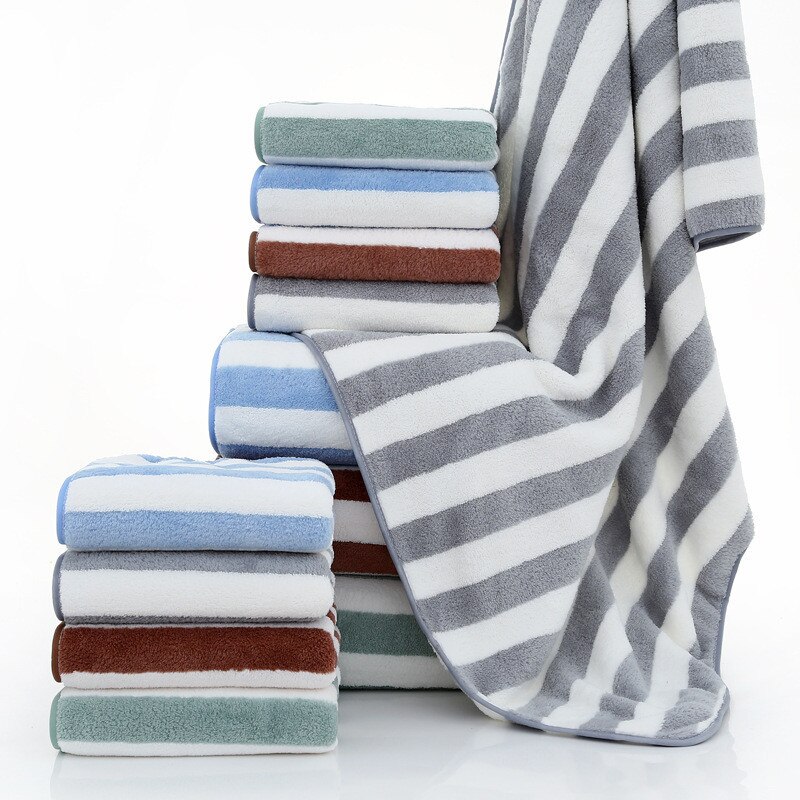 Högabsorberande randig badlakan mikrofiber mjuk hand ansiktshår damtoallas luddfria män handduk randig dusch badrumshanddukar