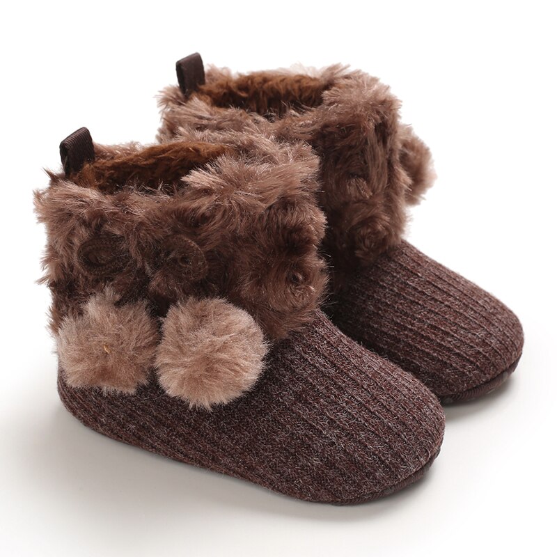 bébé automne hiver bottes bébé fille garçons hiver chaussures solide enfant en bas âge floue balles premiers marcheurs enfant chaussures 0-18M: E / 0-6 mois
