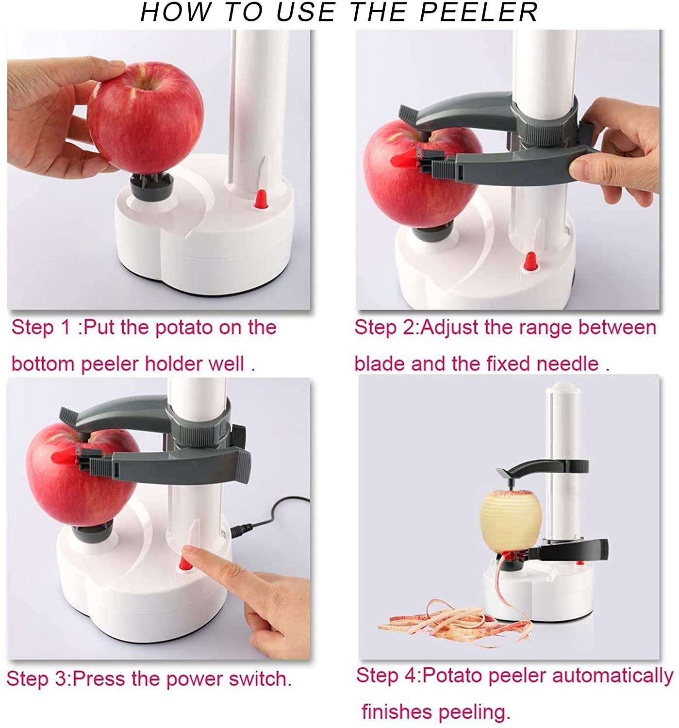 Electric Multifunction Auto Apple Peeler Smart Vegetable Fruit Peeler Machine Stainless Steel Kitchen Peeling Tool