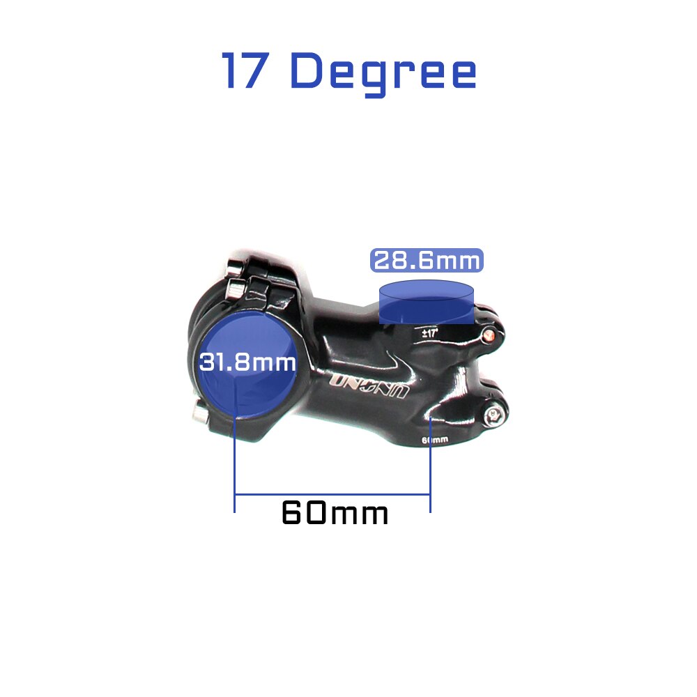 UNO Stem 7 Degree Bicycle Stem Road 17 Degree Ultralight Stem MTB 31.8mm Bicycle Handlebar Stem 35 Degree 60-130mm Kalloy Stem: 60mm 17 degree
