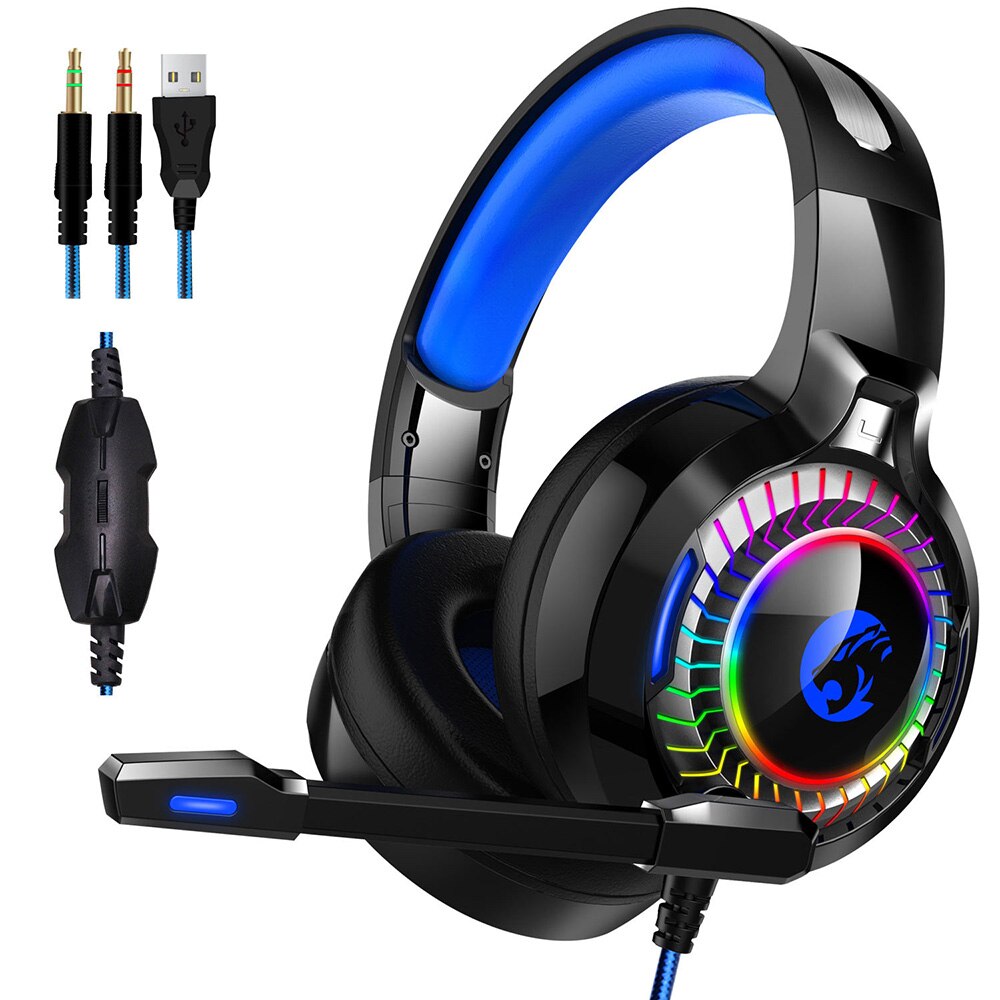 4D Stereo Stereo High-end LED Pro Gaming Headset for Nintendo Switch PS4 Xbox One & PC HD Mic Gaming Headset Wired Headphones: Black A60