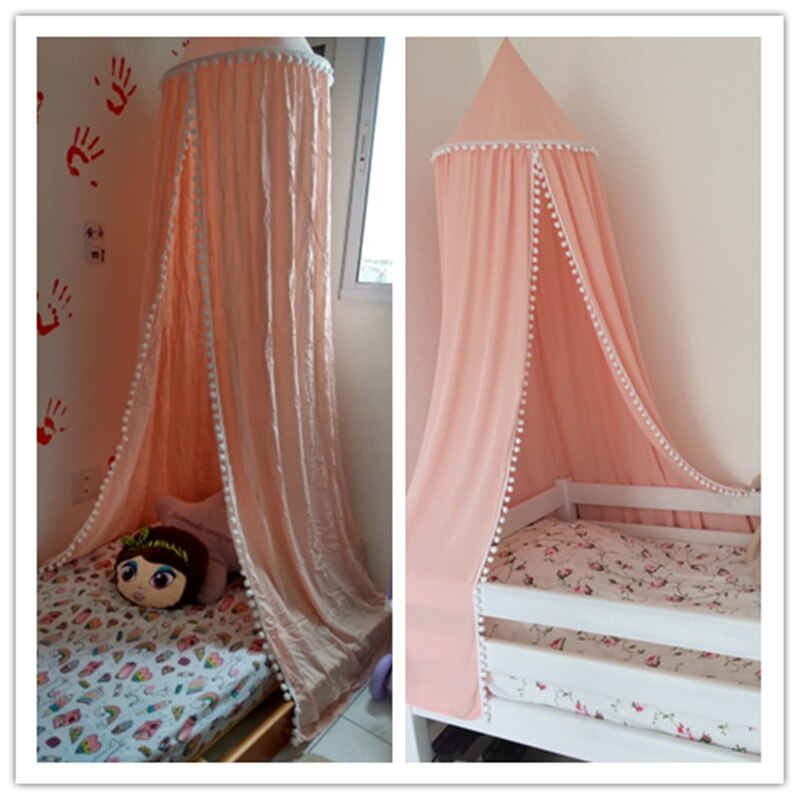 Tenda para crianças com cobertura, cortina, rede de mosquitos, tenda redonda, chiffon para decoração do quarto de bebê: pink