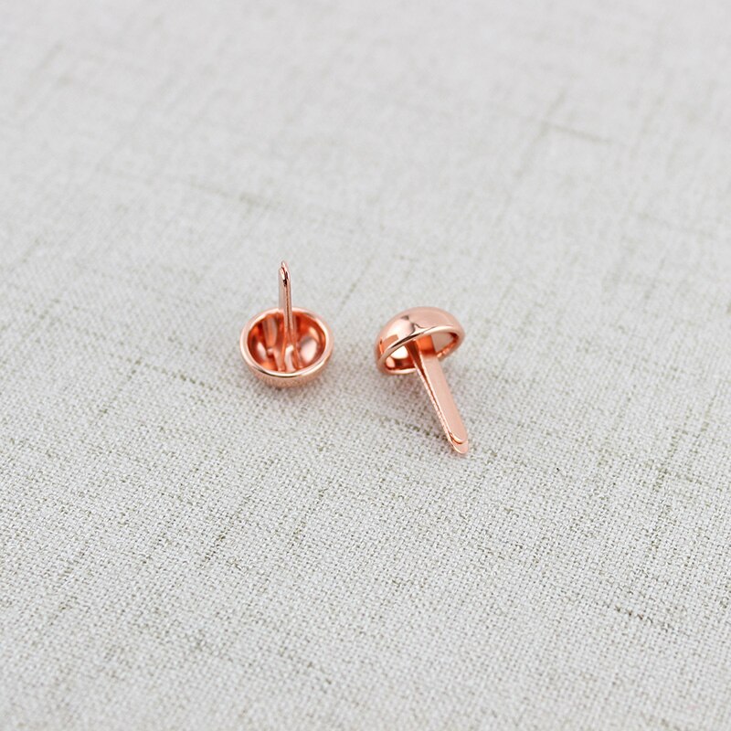 20 stks 1 cm Rose Gold Ronde brads, Lederen Ambachtelijke Portemonnee Nail Bodem Klinknagels, tassen hoeden schoenen riemen embellishments studs accessoires