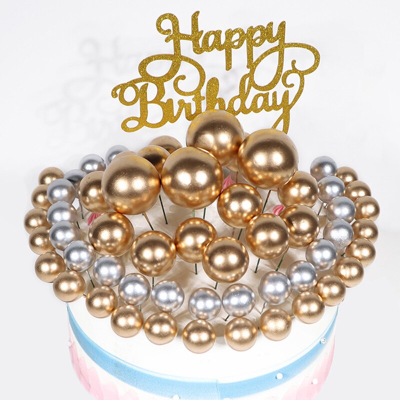 Ball topper Gold silver topper balls for Wedding Birthday Party Cake topper dragon ball Cupcake balls Decoration