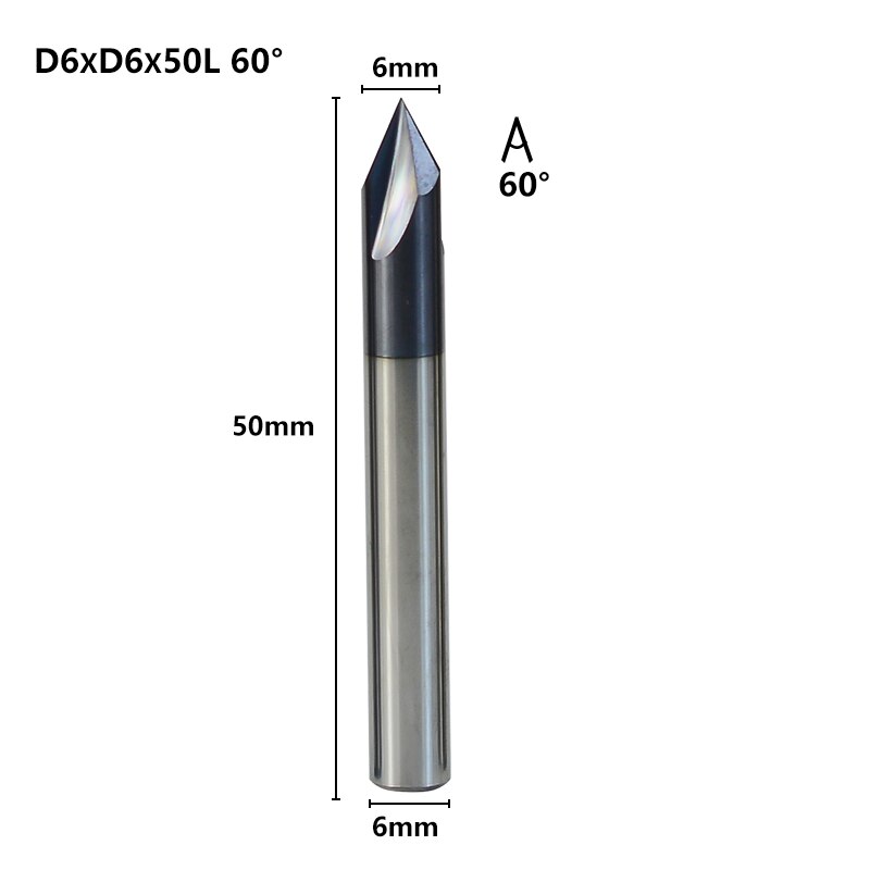 Hampton 60 Degree Chamfer Milling Cutters 3 Flute Tungsten Carbide End Mill CNC Engraving Router Bit: D6xD6x50L