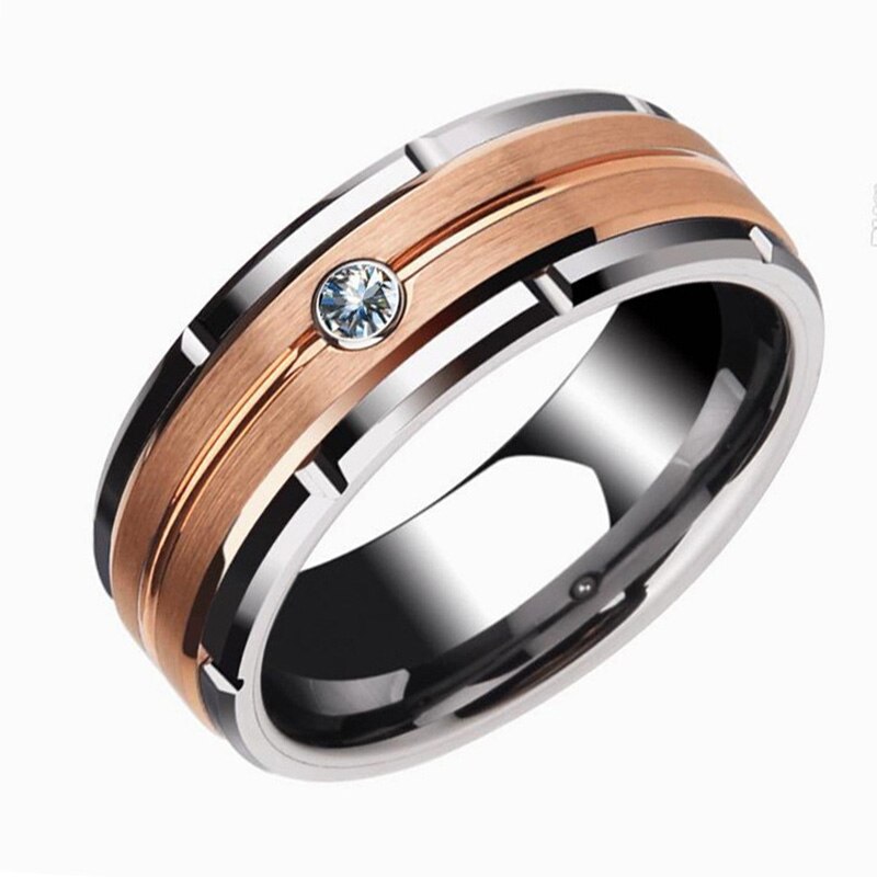 Men's Ring Charm Rose Gold Color 8mm Ring Trendy Men Jewelry For Male Valentine's Day