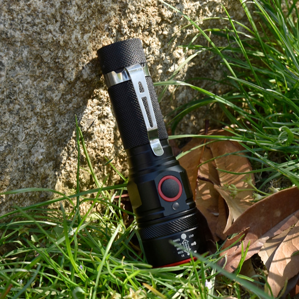 6000 Lumens Flashlight USB Rechargeable T6 LED Flashlight Torch Lamp Lantern 18650 Waterproof Bike LED Holding Clip Flash Light