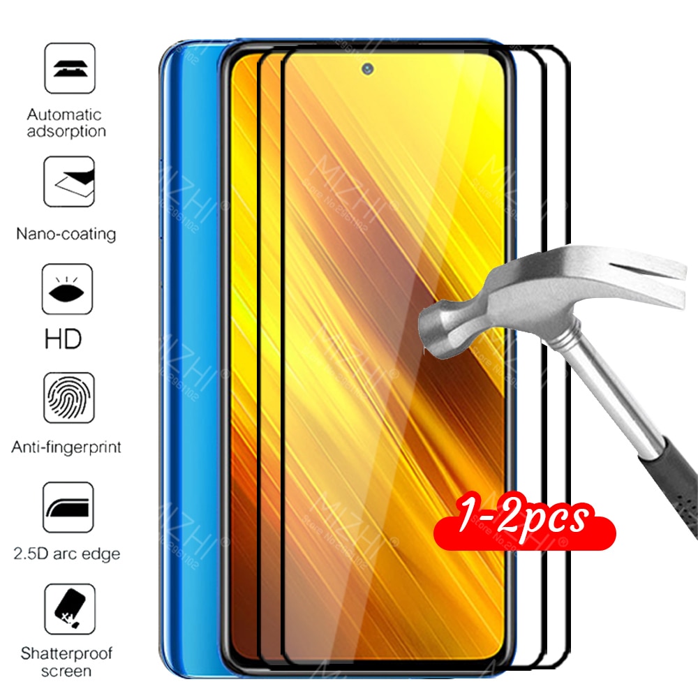 2Stck schutz glas für poco x3 fallen für xiaomi pocophone poco x3 x 3 pocox3 gehärtetem glas xiomi xaomi abdeckung