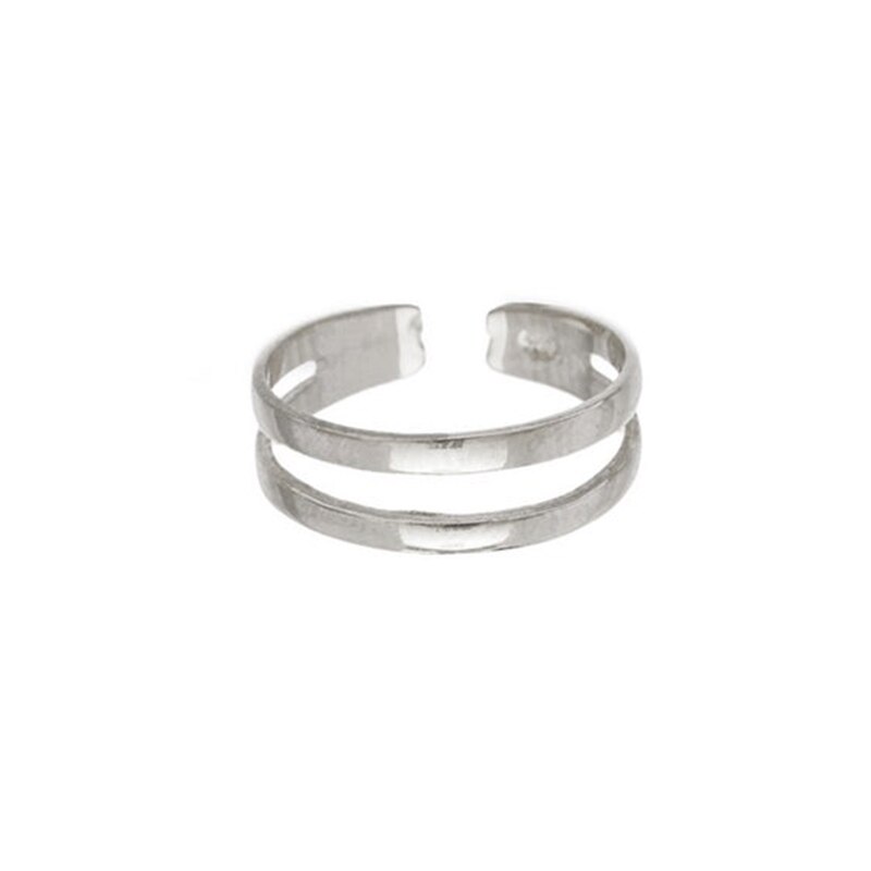 Anillo doble sencillo ROXI para mujer, brillante, Hipster, anillo abierto de Plata de Ley 925 a la , de , joyería femenina: silver