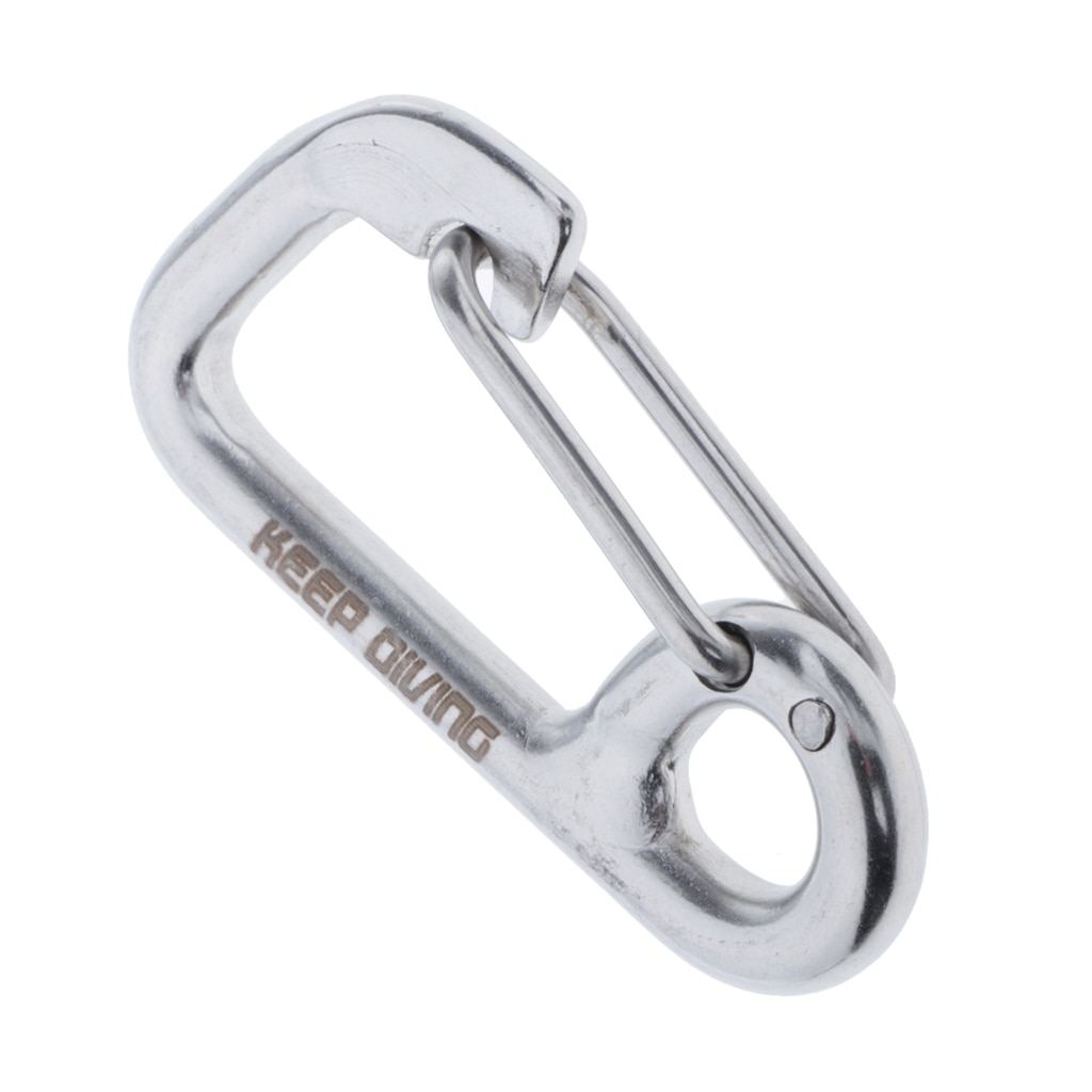 Rustfrit stål krog clip karabinhage låsering til dykning finger spole
