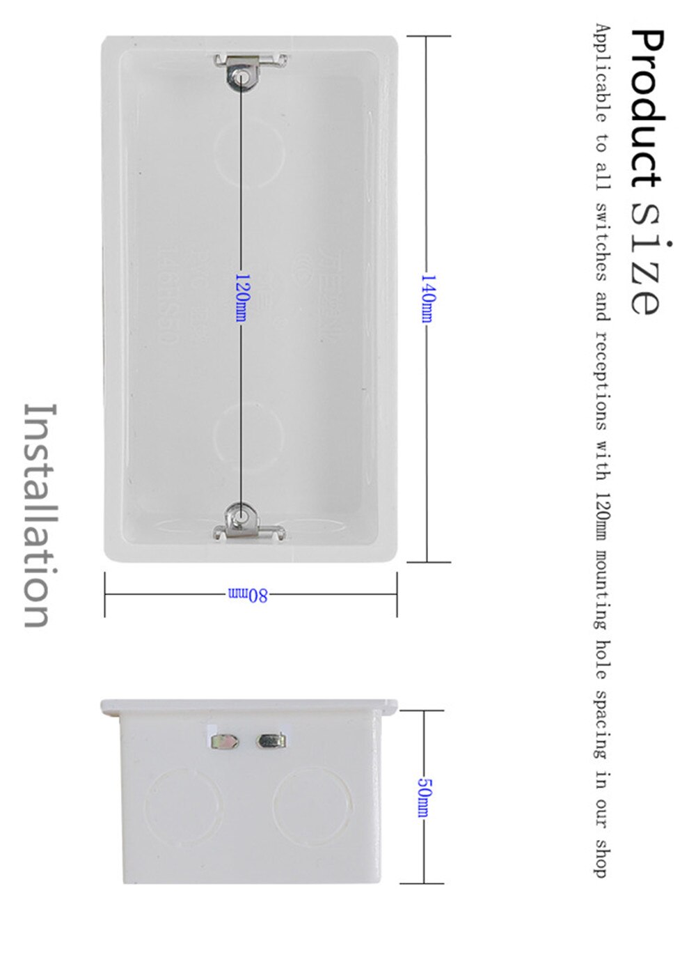 Wall Switch BOX Wall Socket Cassette,146mm Plastic Materials, EU Standard Internal Mount socket box embedded installation